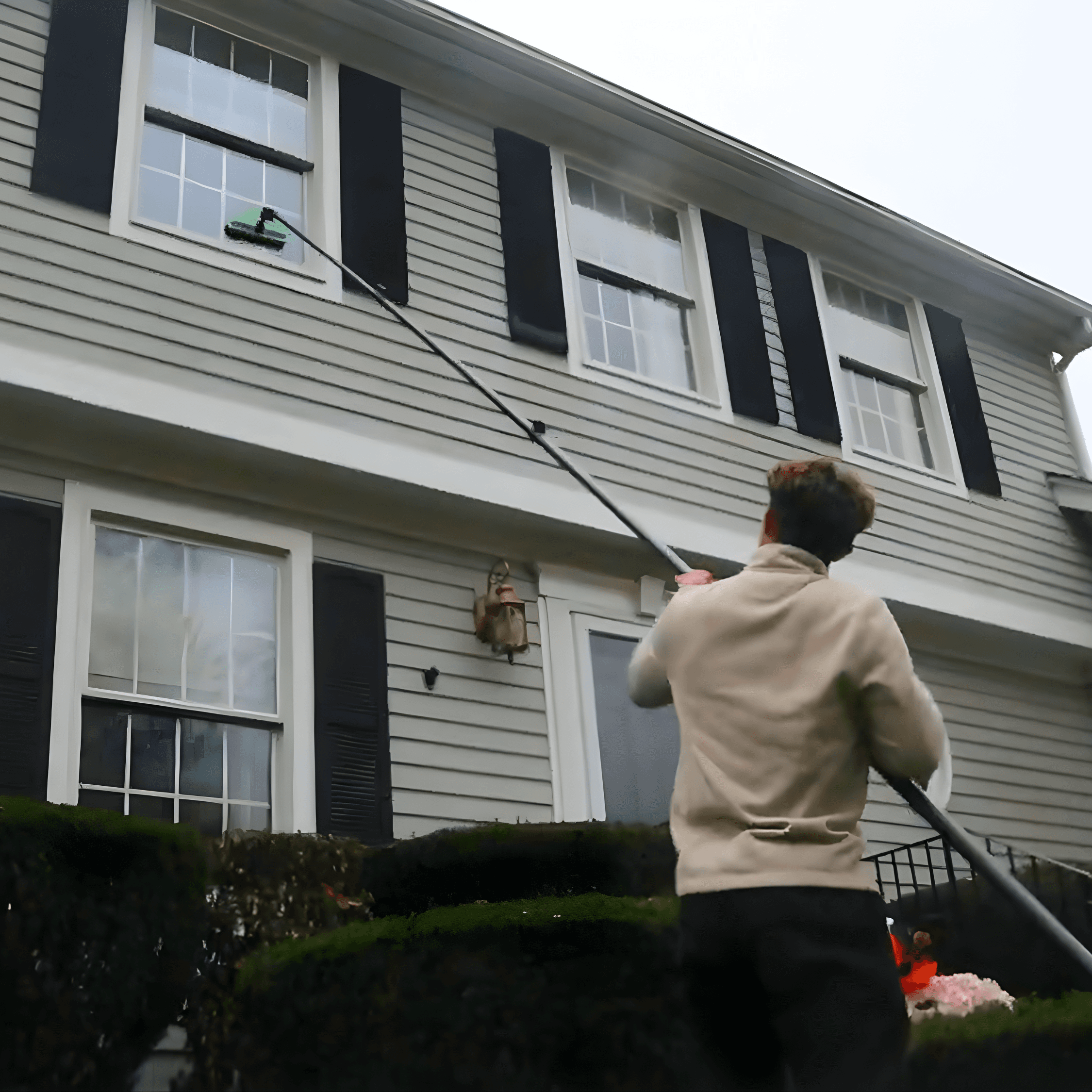 Professional cleaning of a multi-story building exterior